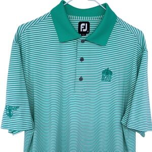 Footjoy Ross Bridge Golf Polo Shirt Mens Medium Green Striped Performance